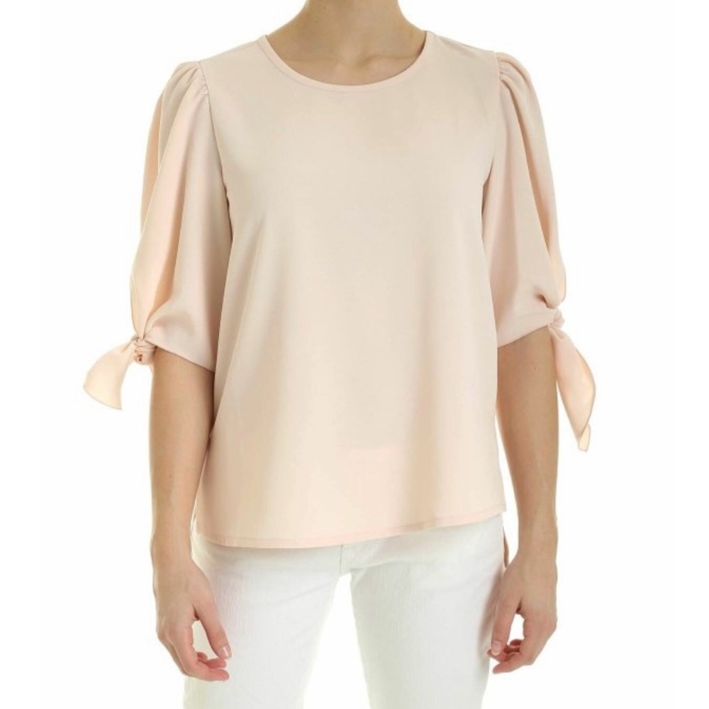 See By Chloe Sz M Elegant Light Blush Pink Women's Top Blouse Tie Sleeves